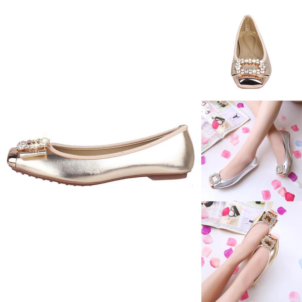 Elegant Rhinestone Soft Leather Women's Flats Shoes For Effortless Casual Style