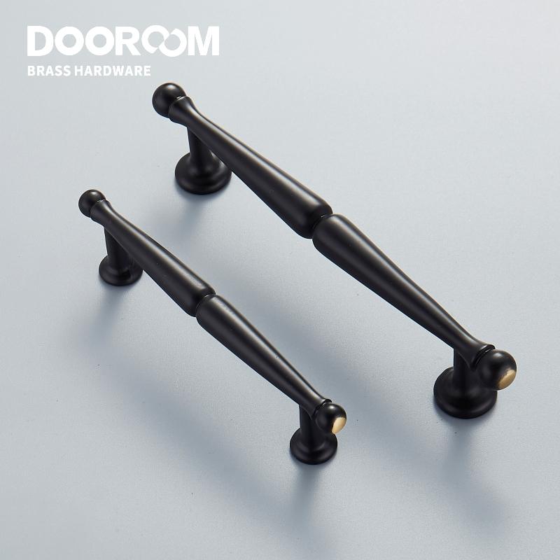 Dooroom Brass Furniture Handles Wardrobe Dresser Cupboard Cabinet Drawer Knob Black Bronze Gold American Pastoral European Pull
