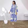 Plus-size V-neck Women's Printed Shirt Long Dress Bohemian Vacation Dress
