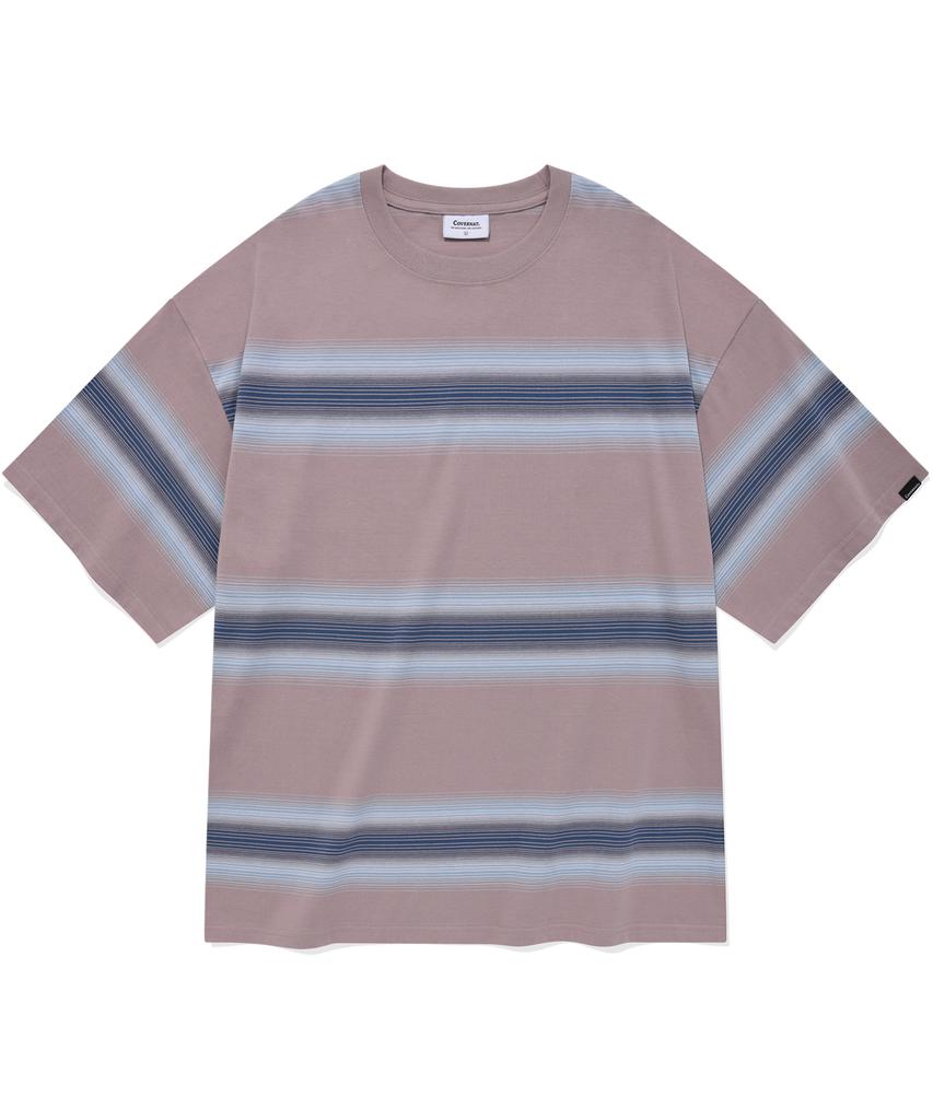 COVERNAT Gradient Stripe T-Shirt Beige