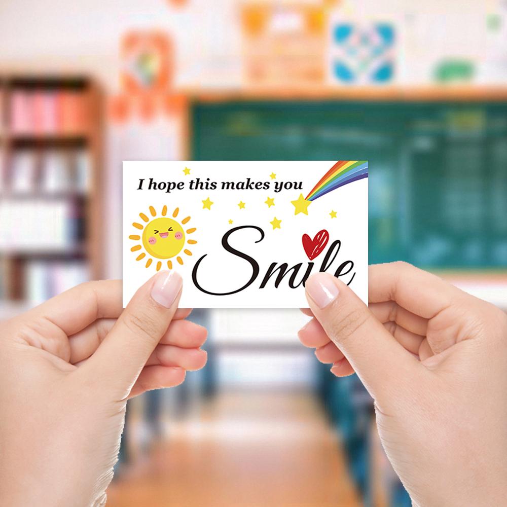 50 Pieces, Rainbow Thank You Cards, Smile Cards, Comfort Cards, ‘Hope This Makes You Smile’ Gift Wrap Cards