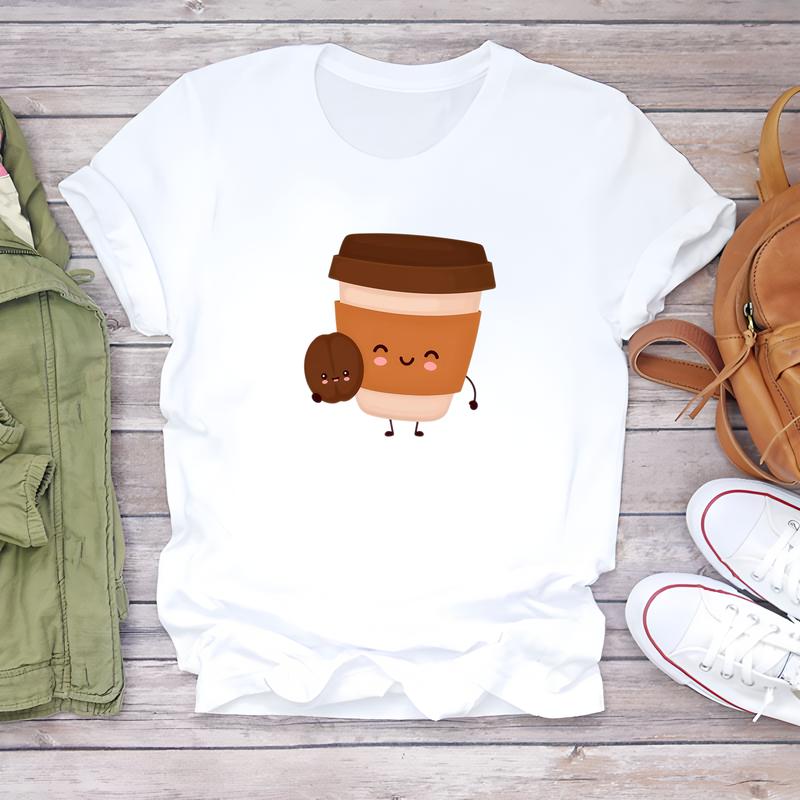 Women's Fashionable T-shirt, Cute Summer Pattern, Short-sleeve Trendy Top.