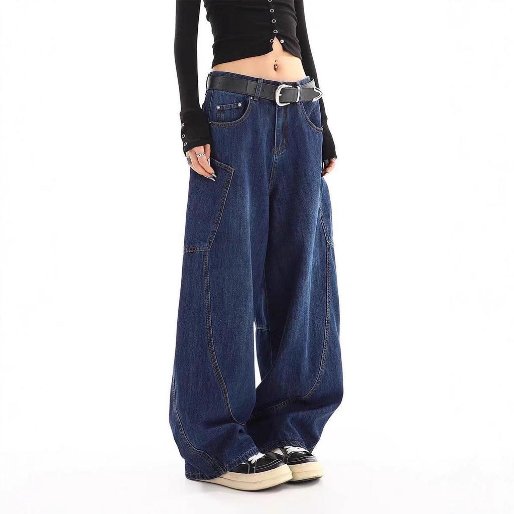 Plus Size Women's Retro Straight-Leg Jeans: Casual Wide-Leg Workwear for Spring and Autumn