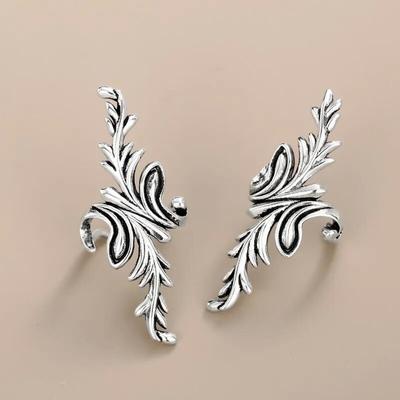 Patterned Female Korean Version Of Light Luxury High-grade Without Piercing Earrings Explosive Plant Grass Ear Clip