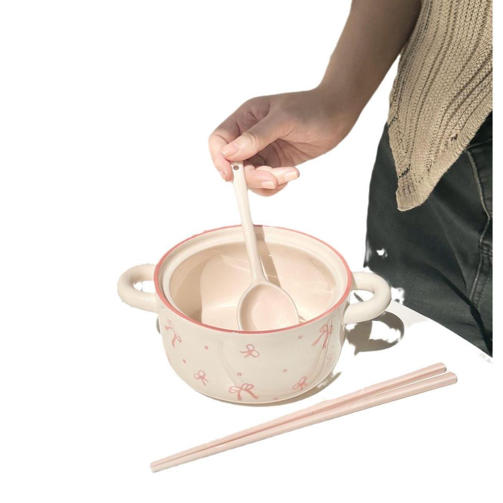 Large Capacity Bow Tie Noodle Bowl for Students