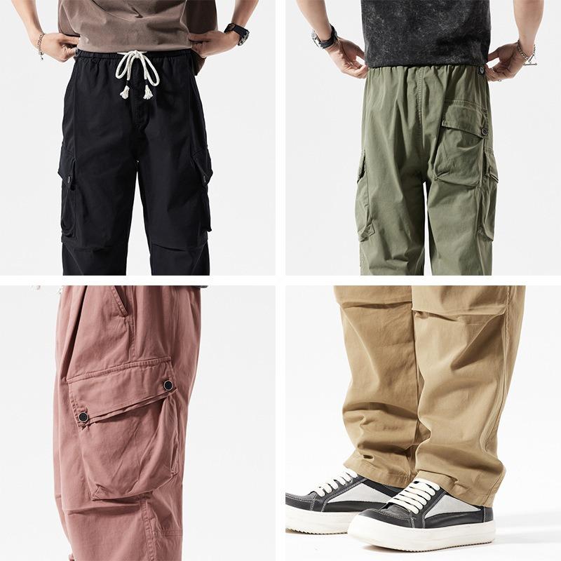 Summer Loose Wide Overalls Men's Street Straight-leg Pants Sports Outdoor Leisure Simple Solid Color