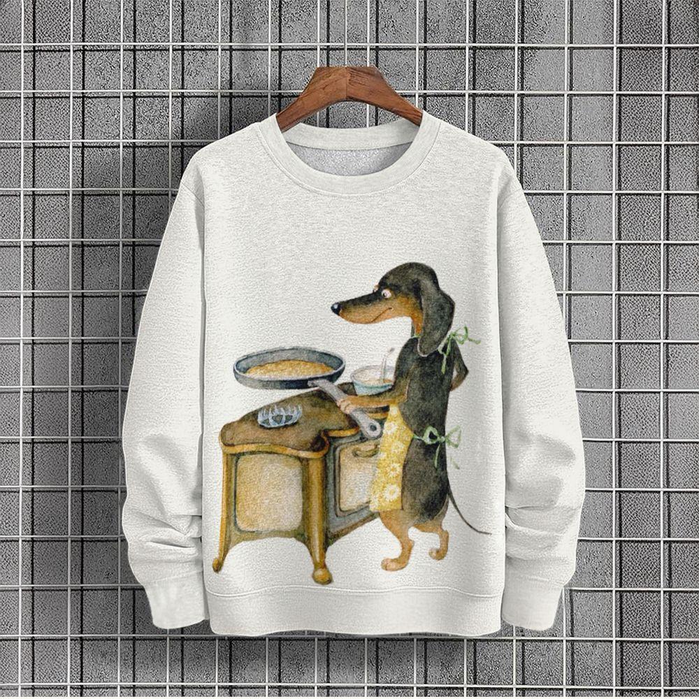 Animal Print Sweatshirts For Men Loose O-Neck Hoodies Dog Graphic Long Sleeves Outdoor Streetwear Oversized Men's Clothing Tops