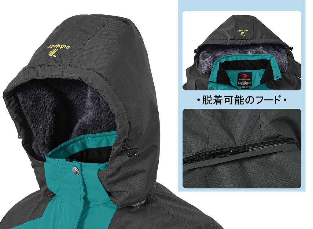 YSENTO Fleece Outdoor Jacket for and Warm and Removable Windproof and Brushed 01 XL Women's Jacket, Hiking, Skiing, More, Hood, Water-Repellent,