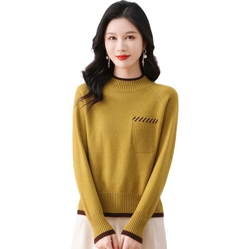 Fall/Winter 2026 Stylish Petite Wool Knit Sweater - Women's Thick Short Base Layer Top.