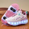 Leichter Kindersneaker Bequem Atmungsaktiv Anti-Rutsch Abriebfeste Sohle LED-Streifen Abnehmbare Rolle Kinderschuhe