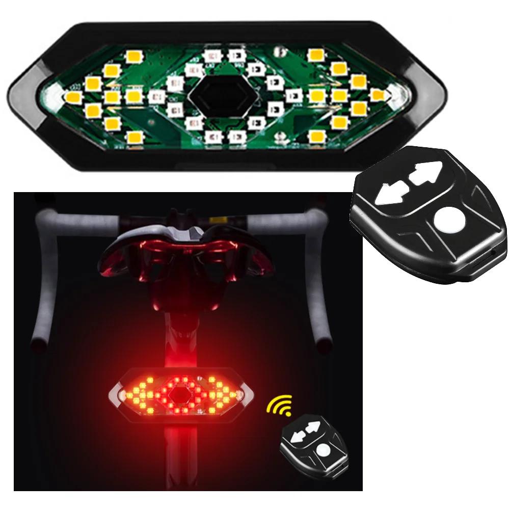 Bicycle Turn Signal Lights Wireless Remote Control Bike Rear Lights USB Rechargeable Warning Cycling Lights Bike Accessories
