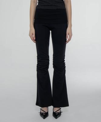 CHICKS Unfold Shirred Bootcut Pants Black