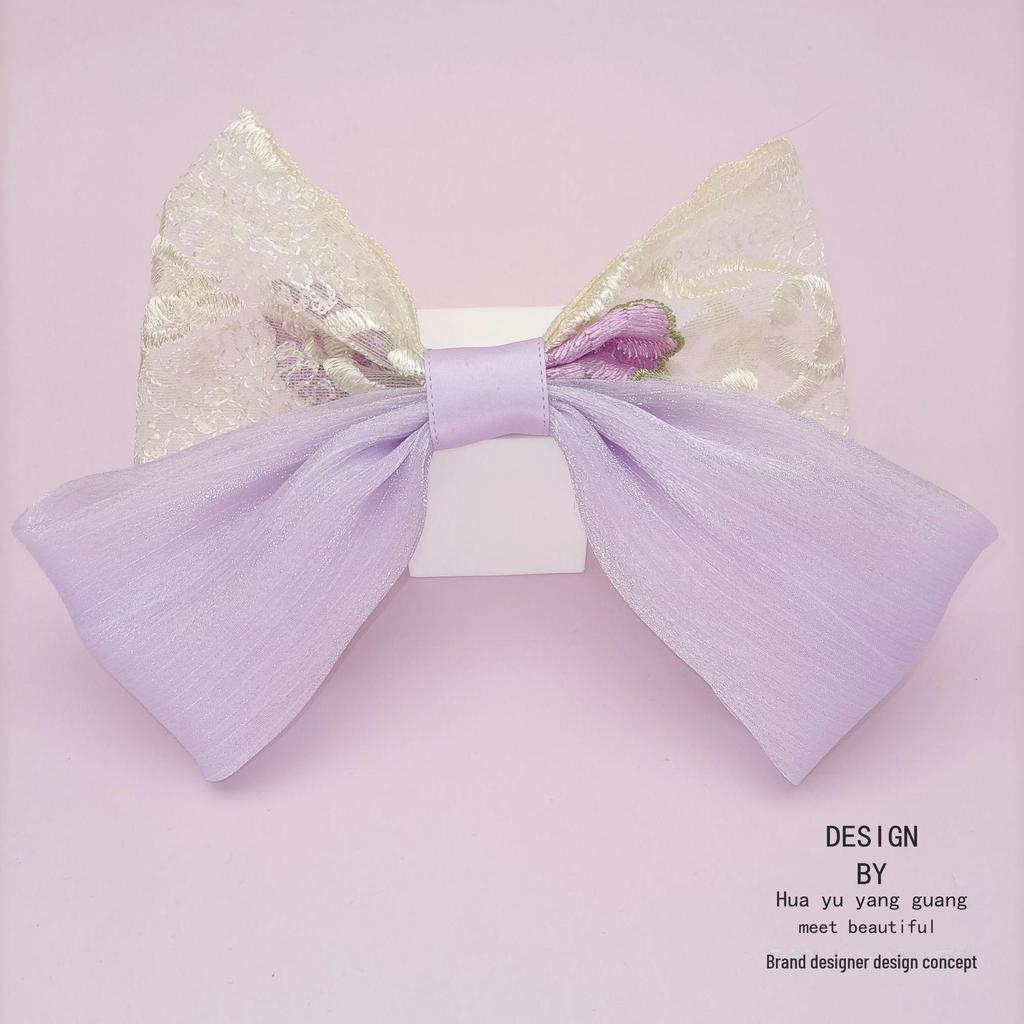 Embroidered Oversized Lace Bow Hairpin - Sweet Fairy Style