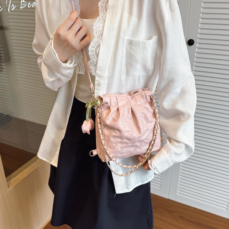 Women's bag 2 diamond new fashion versatile trend solid color embroidery thread shoulder chain bag backpack