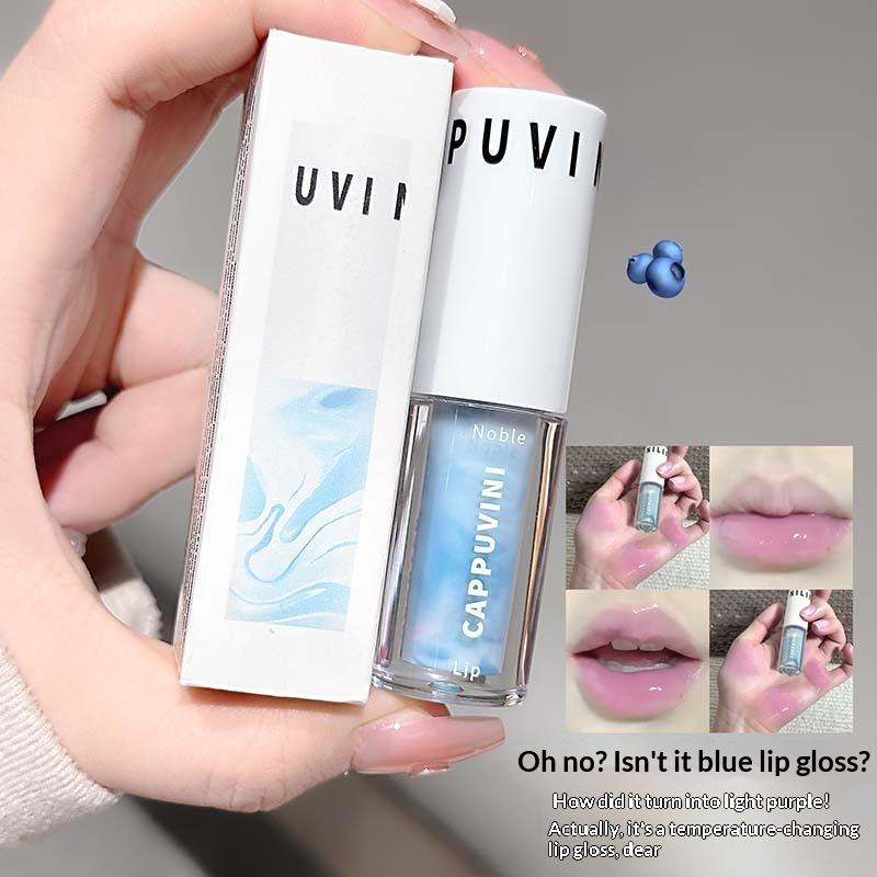 Cappuvini Clear Grey Purple Lip Gloss Hydrating Drying Lips Mirror Lip Glaze Tint Plumper Moisturizing Crystal Lip Oil Makeup