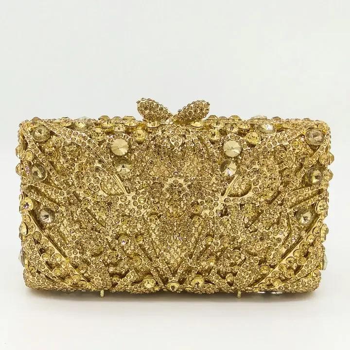 

Boutique De FGG Luxury Crystal Clutch Purse for Women Formal Party Rhinestone Clutch Purse Bridal Wedding Handbags Purses Bag Fit Iphone 7 Plus