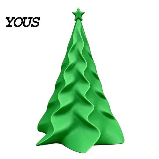 Small Christmas Gift for Friends 3D Printed Pleated Tree Ornament, Wavy Desktop Table Centerpiece Decor Decoration with Star Topper Holiday