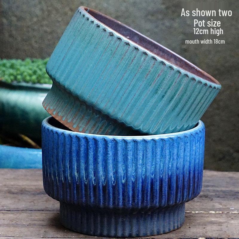 Stor Handgjord Keramik Kruka för Suckulenter och Grönska, Andningsbar Lerkruka i Lila Lera