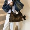 Design leopard print denim messenger bag new large-capacity tote bag lazy wind shoulder bag personalized fashion women's bag