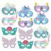 6/8/10/12/16 Pcs New Cartoon Mermaid Paper Glasses Paper Colorful Animal Paper Masks Party Masks Theme Party