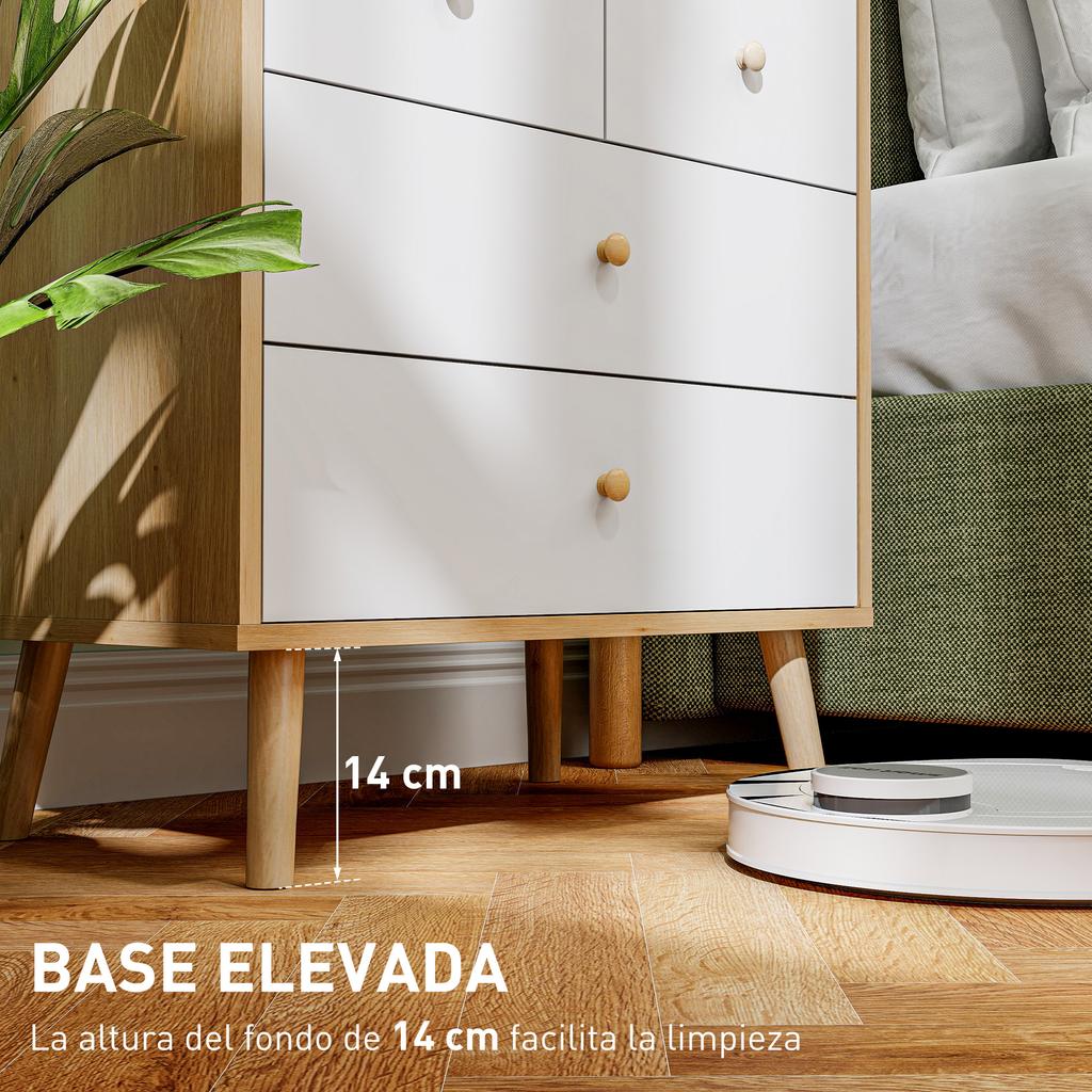 4 Drawer Dresser With Elegant Finish And Large Storage Capacity 60x35x65 Cm Oak And White