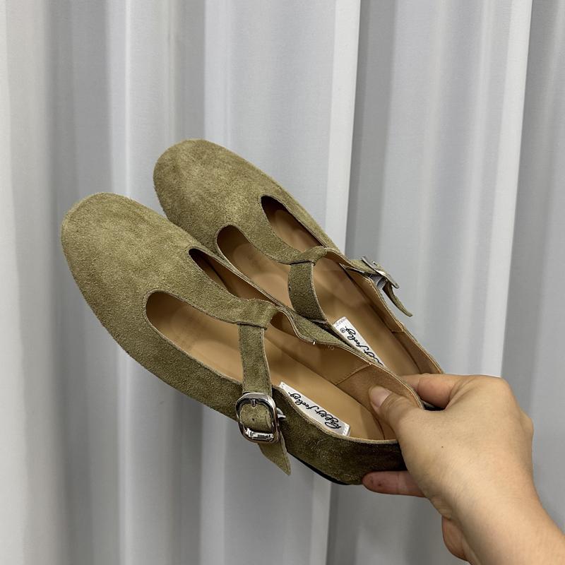 

Fashion SUOJIALUN 2025 Autumn New Brand Women Flat Shoes Fashion Cow Suede Ladies Casual Mary Jane Shoes Soft Flat Heel Dress Single Sh 40 зелёный