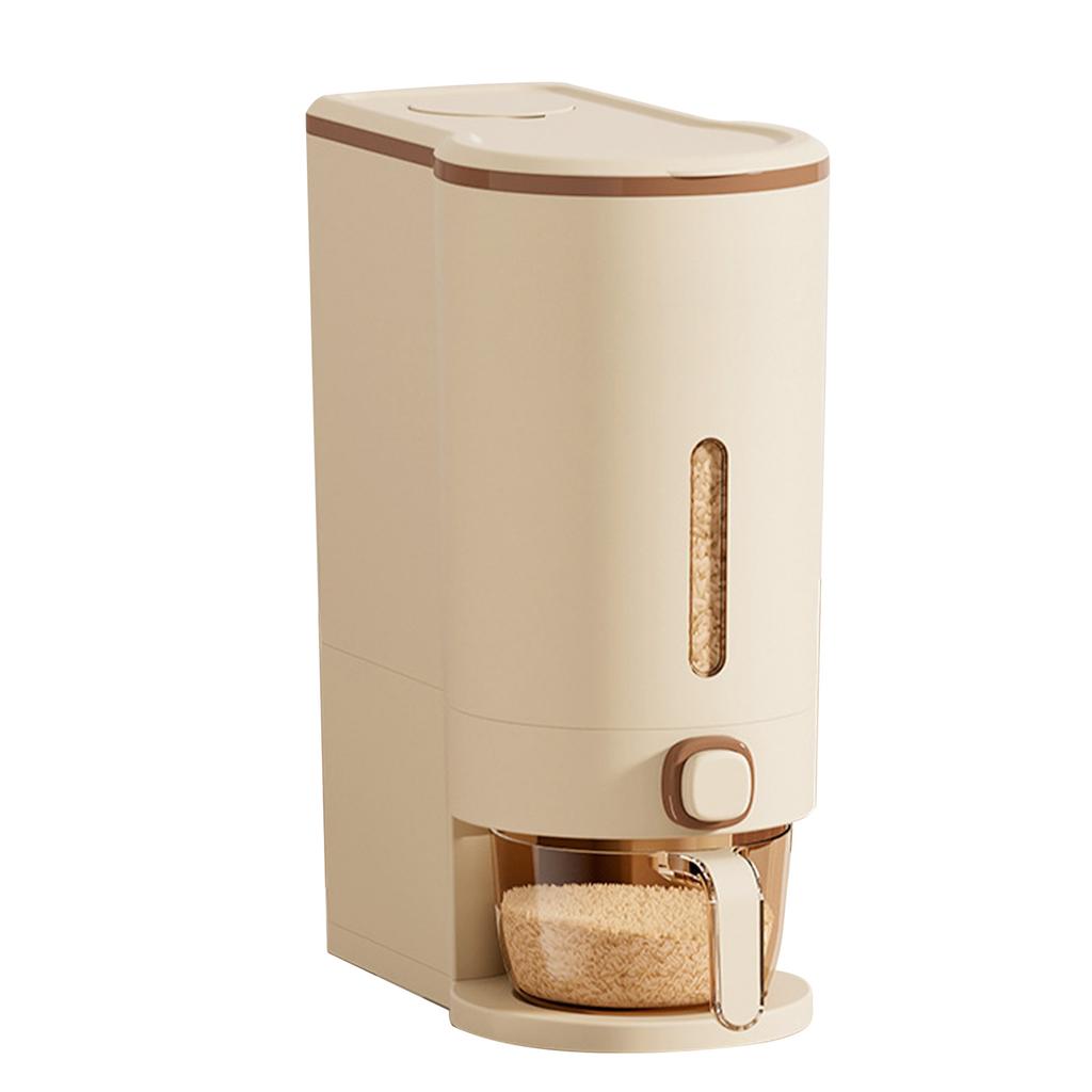 Press Rice Dispenser with Measuring Cup Transparent Window Detachable Sealed Grain Storage