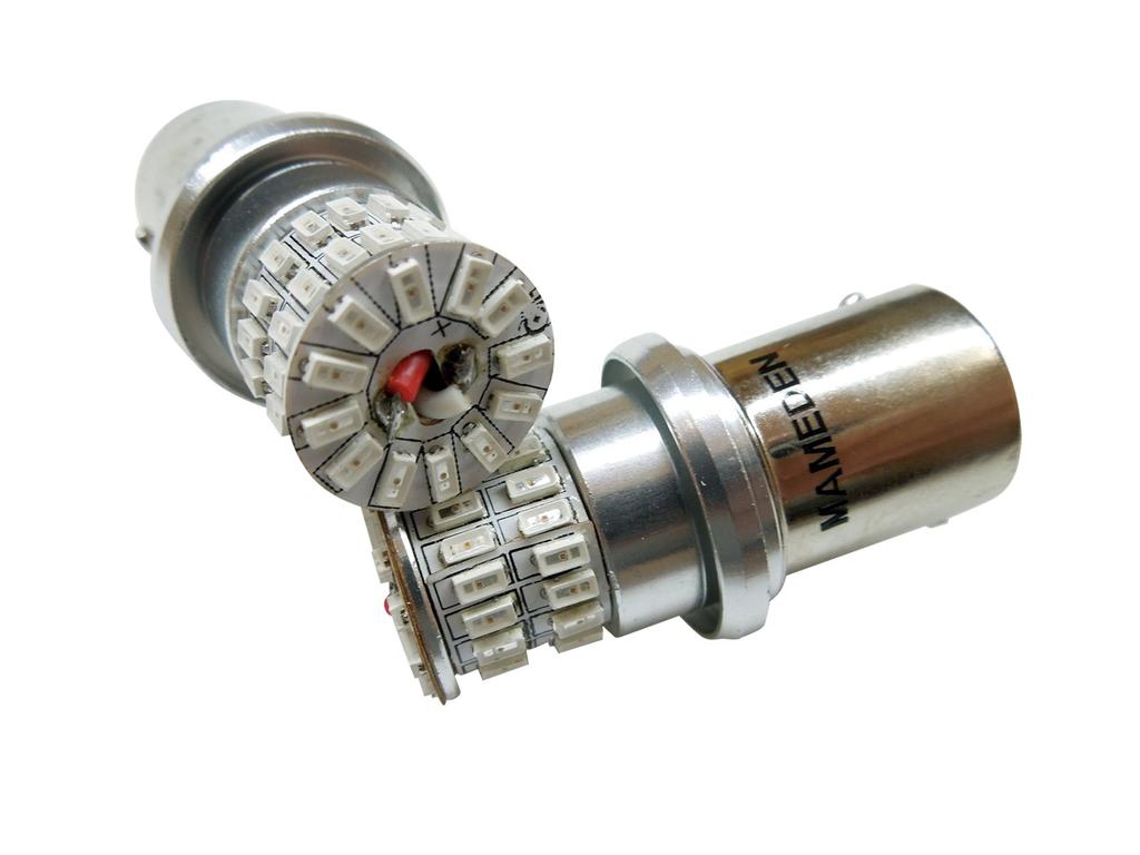 MAMEDEN S25 Misaligned Pin Angle Pin LED Turn Signal Bulbs (150° Angle) MIRA-SMD Bulbs, Amber/Orange,