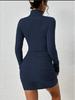 2024 Autumn Winter High Neck Ribbed Bodycon Short Dress for Women
