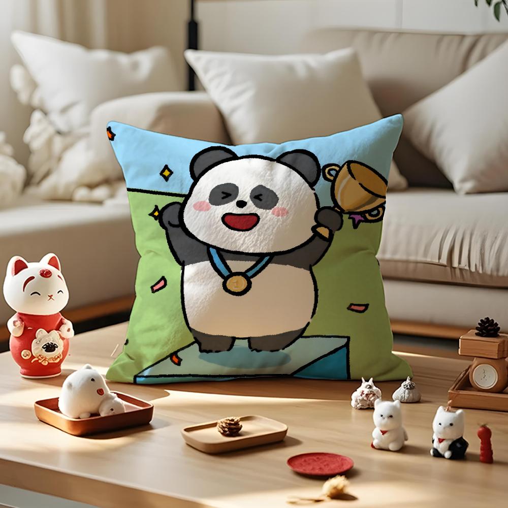 Cute Animal Champion Cushion Cover Anti-dustmite Pillowcase Invisible Zipper Silky Short Plush Sofa Cushion Cover
