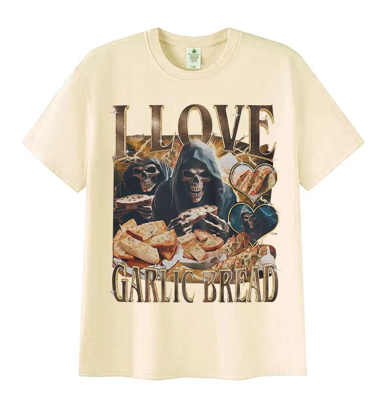 Funny Lover Gothic Garlic Meme Graphic T Shirts Men's Women Vintage Skeleton Summer Cotton Short Sleeve T-Shirt Streetwear