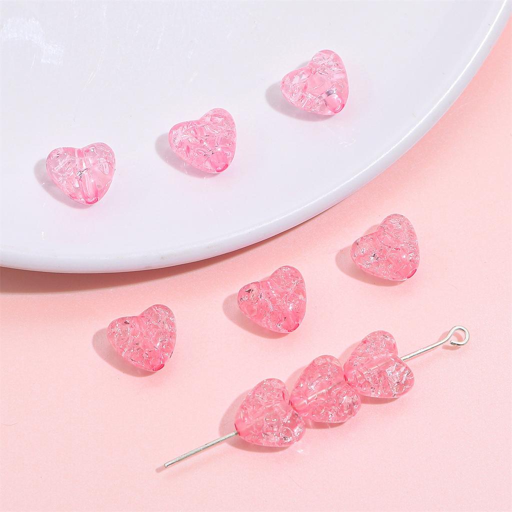 TX23 70pcs 10x9mm Candy Color Petite Acrylic Minimalist Inner Peach Heart Charm Bead DIY Handmade Jewelry Bracelet Accessories