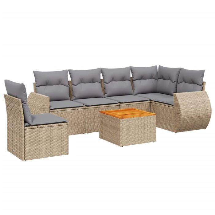VidaXL Garden Lounge Set with Cushions 7 Pcs, Patio Sofas, Patio Furniture Set, Outdoor Furniture, Beige 3225030