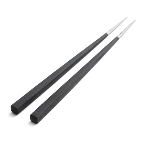 Cutipol KUBE Chopsticks and Chopstick Rest Set, Black Silver, KU39