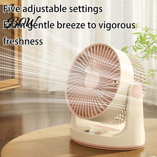 Quiet Office Fan Desktop Air Circulation Fan, 5 Speed Portable USB Desk with 1800mAh Battery Compact & Digital Display, Personal Cooling for