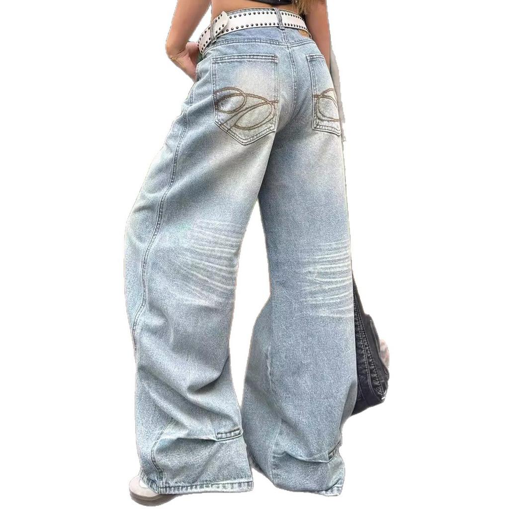 Women's Trousers Large Size Stretch Jeans Loose Semi-Elastic Pants