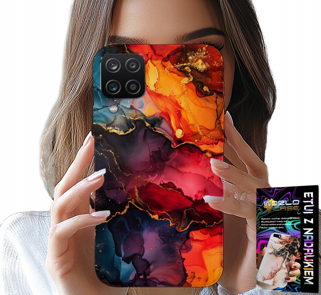 Etui Do Samsung Galaxy A22 5G - Kamienne Wzory, Obudowa Case + Szkło