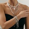 Sweet And Cool Special-Shaped Imitation Pearl Fringed Necklace, French Light Luxury Chain Wrapped Around Collarbone Chain Necklace