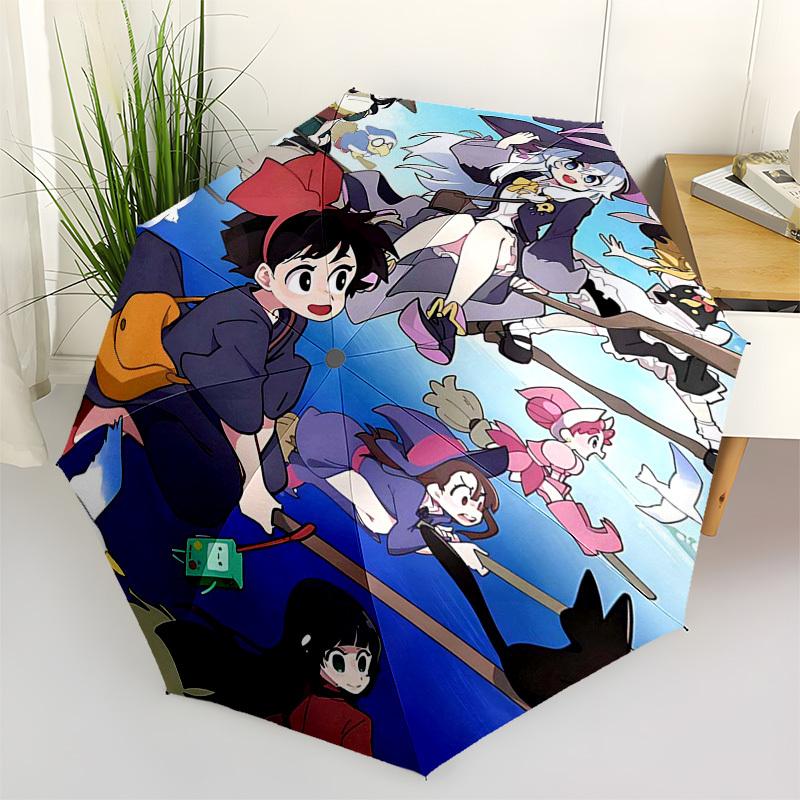 

1pc Outdoor Umbrella with Little Witch Academia Characters - Automatic Opening/Closing, Portable 3-Fold Design, 8-Rib Iron Frame - Perfect Gift