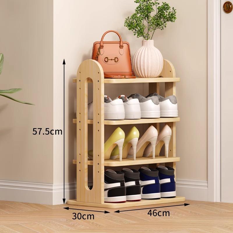 Adjustable Solid Wood Shoe Rack - Slim Entryway Organizer for Small Spaces Multi-Tier Storage Shelf for Dorms/Apartments &Closet