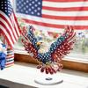 Eagle Tabletop Ornament, 360° Spinning Patriotic Acrylic Display with American Flag & Stars, High-Definition July 4th Independence Day Decor for