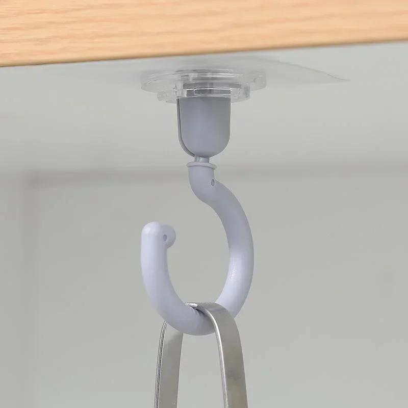 Wall Key Hanging Door Back Coat Hooks Ceiling Rotating Hook No Drilling No Trace Roof Wall Ceiling Special Strong Adhesive Hook