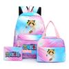 3Pcs/set Anime One Piece Anti-Theft Backpack Casual Daypack with Lunch Bag Pencil Case Back To School Daily Bookbag for Boy Girl Mochila Rucksack