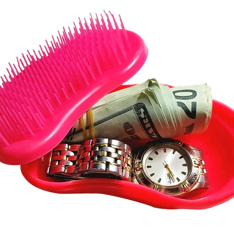  Pettine Massaggiante Nascosto Portatile per Capelli Scatola Sicura per Gioielli Chiave Contenitore Creativo Bellezza Massaggio Pettine in Plastica