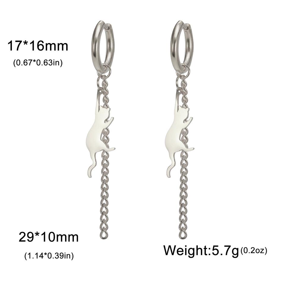 My Shape Cat Fish Bones Drop Earrings for Women Girls Cute Kitten Animal Lovers Dangle Earring Stainless Steel Jewelry Kids Gift