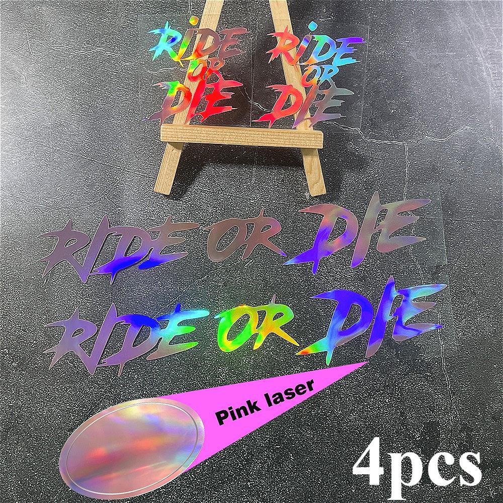 4PCS/1Sheet RIDE OR DIE Bicycle Stickers Funny DIY Road Bike Top Tube Frame Handlebars Motorcycle Helmet Waterproof Vinyl Decals