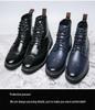 Men's High-Top Lace-Up Leather Boots, Trendy Burnished Style, Large Sizes for Autumn/Winter Outdoor Fashion