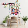 WallHunt PVC Vinyl Tree and Flowers Branch Leaves Radha Krishna Self-Adhesive Wall Sticker for Home Decor/Decoration