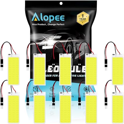 

10 Pack White 250 Lumen COB 36-SMD 12V DC LED Light for Auto Car Interior Lighting Panel Dome Lamp Map Roof Ceiling Light Bulbs 10 x T10, Festoon