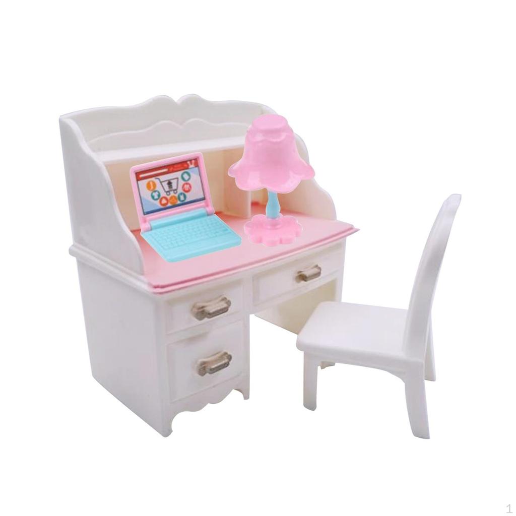 1/12 Dollhouse Desk Chair Set Table Simulation Notebook Decoration Accessories for Living